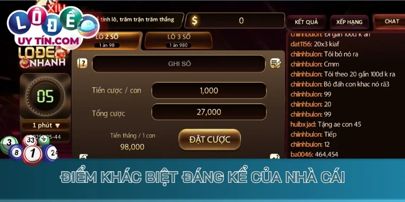 Điểm khác biệt đáng kể của nhà cái