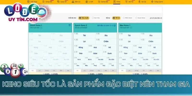 Lô Đề Five88 - Soi Cầu Nhanh, Đầu Tư Nhỏ Nhận Thưởng Khủng Tiền Tỷ 4 Keno Siêu tốc là sản phẩm đặc biệt nên tham gia